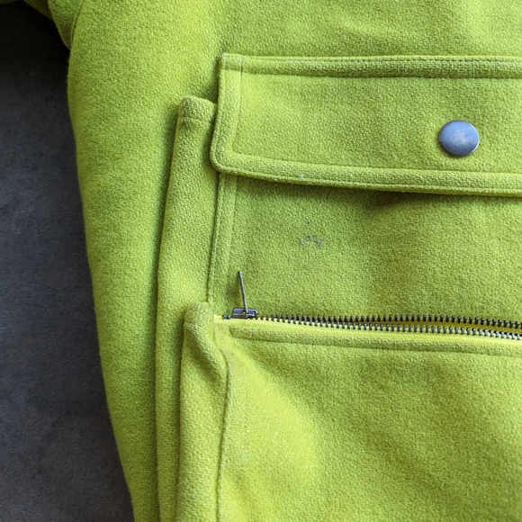 Vintage Nobuo Ikeda Lime Green Wool World Map Patch Bomber Jacket RARE Vintage - Picture 9 of 11